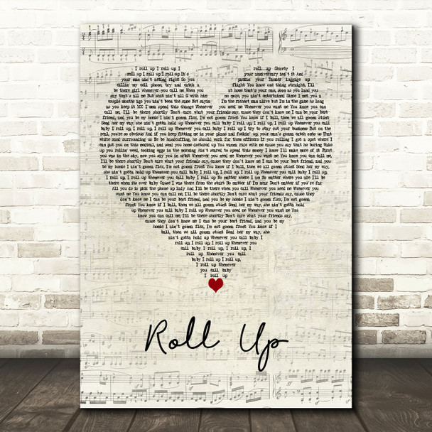 Wiz Khalifa Roll Up Script Heart Decorative Wall Art Gift Song Lyric Print