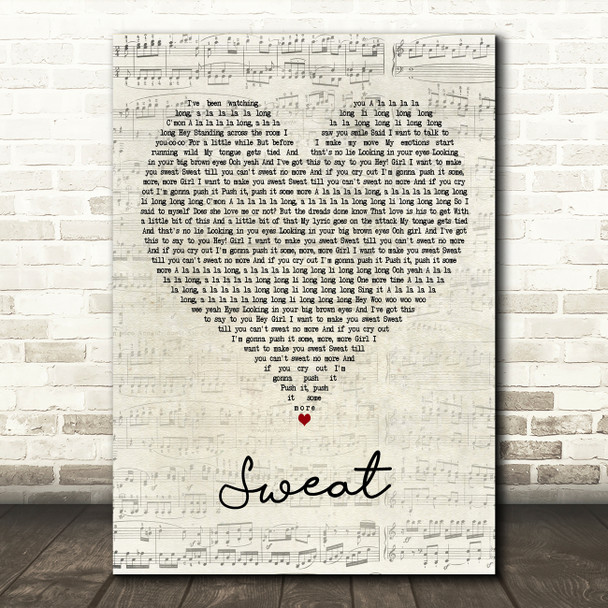 Inner Circle Sweat Script Heart Decorative Wall Art Gift Song Lyric Print