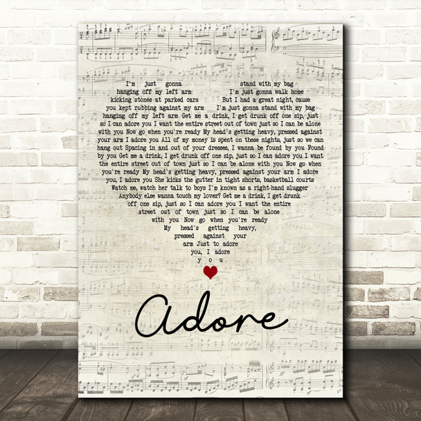 Dean Lewis Adore Script Heart Decorative Wall Art Gift Song Lyric Print