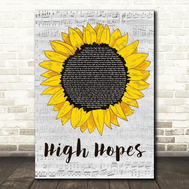 Panic! At The Disco High Hopes Grey Script Sunflower Decorative Wall Art Gift Song Lyric Print