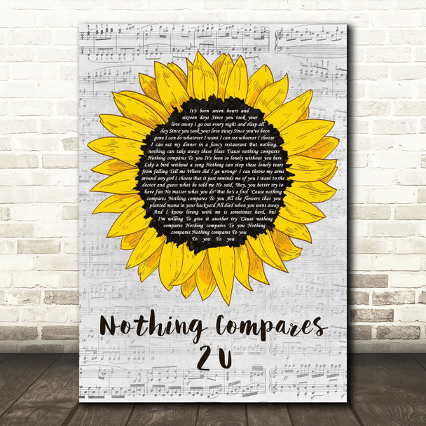 Chris Cornell Nothing Compares 2 U Grey Script Sunflower Decorative Gift Song Lyric Print