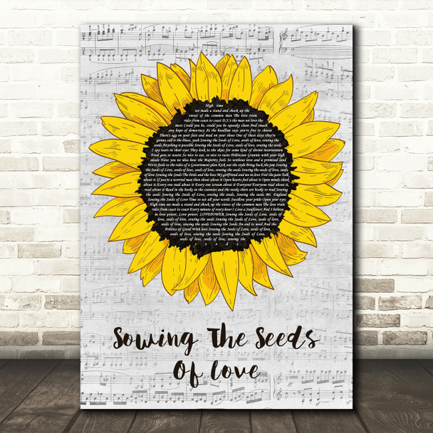 Tears For Fears Sowing The Seeds Of Love Grey Script Sunflower Song Lyric Print