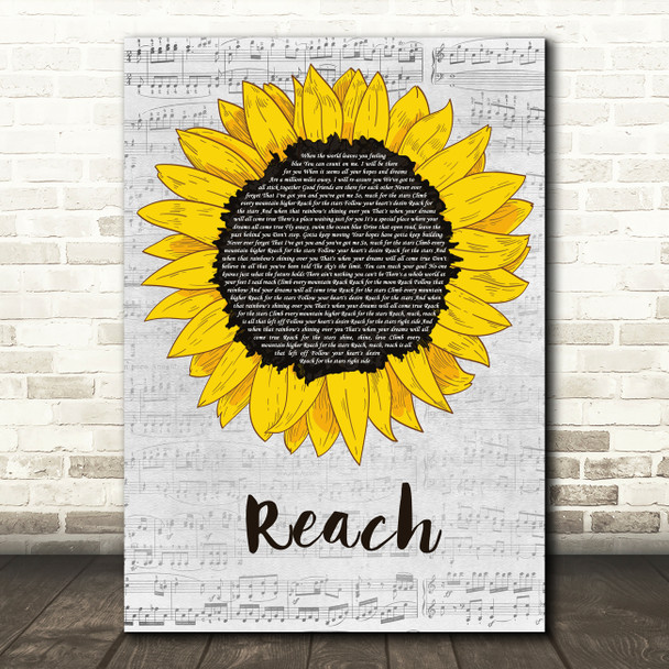 S Club 7 Reach Grey Script Sunflower Decorative Wall Art Gift Song Lyric Print