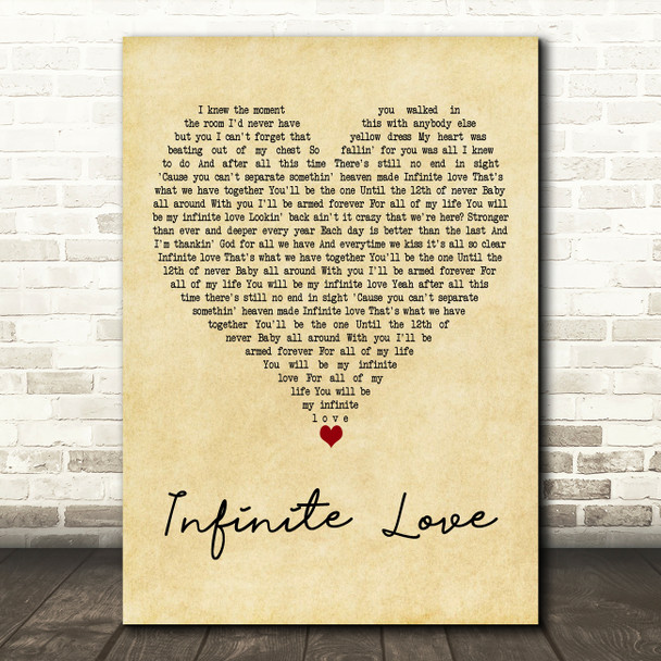 Sara Evans feat. Todd Chrisley Infinite Love Vintage Heart Decorative Wall Art Gift Song Lyric Print