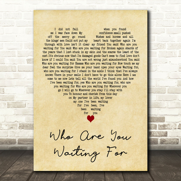 Melissa Etheridge Who Are You Waiting For Vintage Heart Decorative Wall Art Gift Song Lyric Print