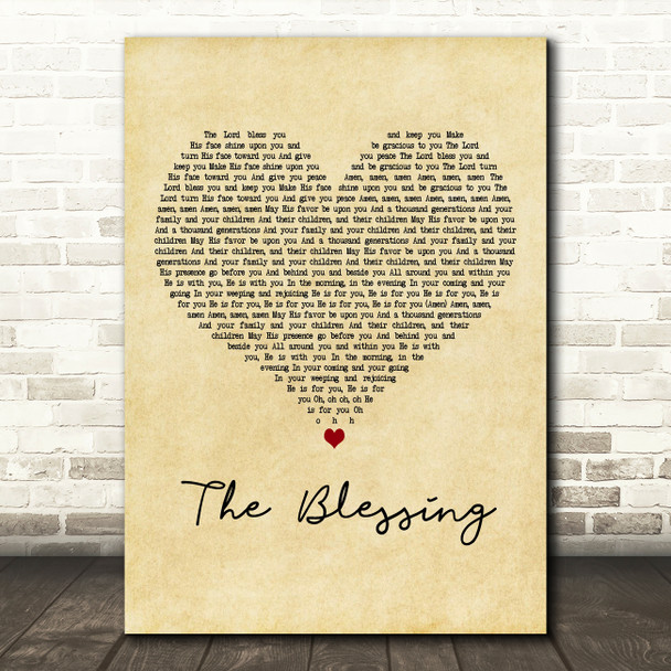 Kari Jobe feat. Cody Carnes The Blessing Vintage Heart Decorative Wall Art Gift Song Lyric Print