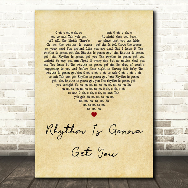 Gloria Estefan Rhythm Is Gonna Get You Vintage Heart Decorative Wall Art Gift Song Lyric Print