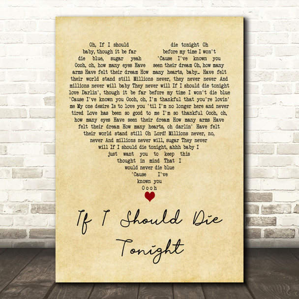 Marvin Gaye If I Should Die Tonight Vintage Heart Decorative Wall Art Gift Song Lyric Print