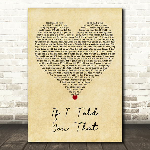 Whitney Houston If I Told You That Vintage Heart Decorative Wall Art Gift Song Lyric Print