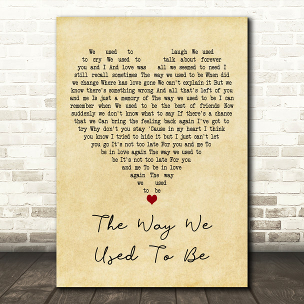 Eric Carmen The Way We Used to Be Vintage Heart Decorative Wall Art Gift Song Lyric Print