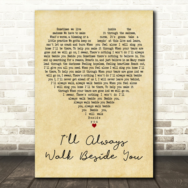 Richie Sambora I'll Always Walk Beside You Vintage Heart Decorative Gift Song Lyric Print