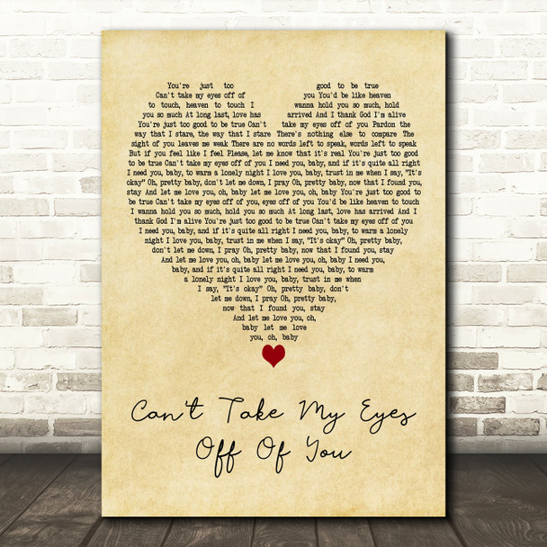 Lauryn Hill Cant Take My Eyes Off Of You Vintage Heart Decorative Gift Song Lyric Print