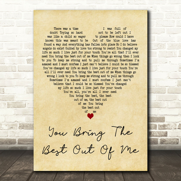 Michael Ball You Bring the Best Out of Me Vintage Heart Decorative Gift Song Lyric Print