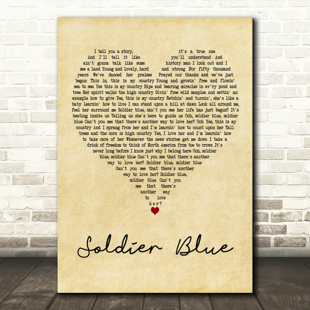 Buffy Sainte-Marie Soldier Blue Vintage Heart Decorative Wall Art Gift Song Lyric Print