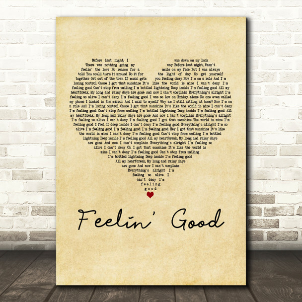 Christina Grimmie Feelin' Good Vintage Heart Decorative Wall Art Gift Song Lyric Print