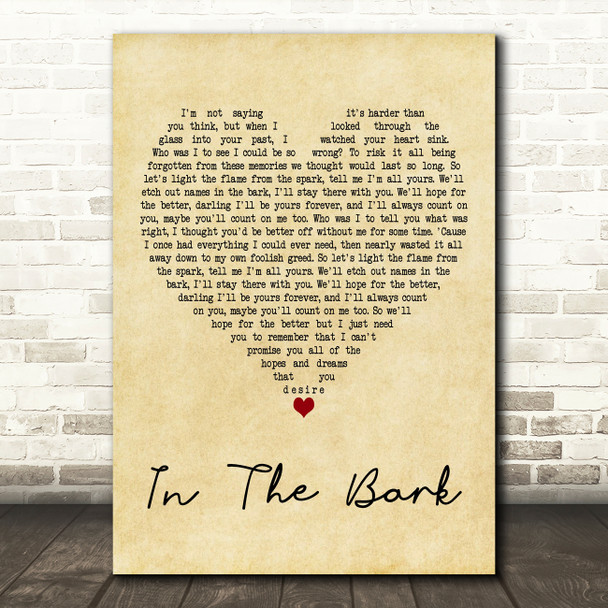 The Natterjacks In The Bark Vintage Heart Decorative Wall Art Gift Song Lyric Print