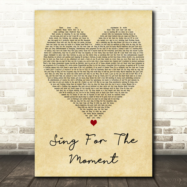Eminem Sing For The Moment Vintage Heart Decorative Wall Art Gift Song Lyric Print