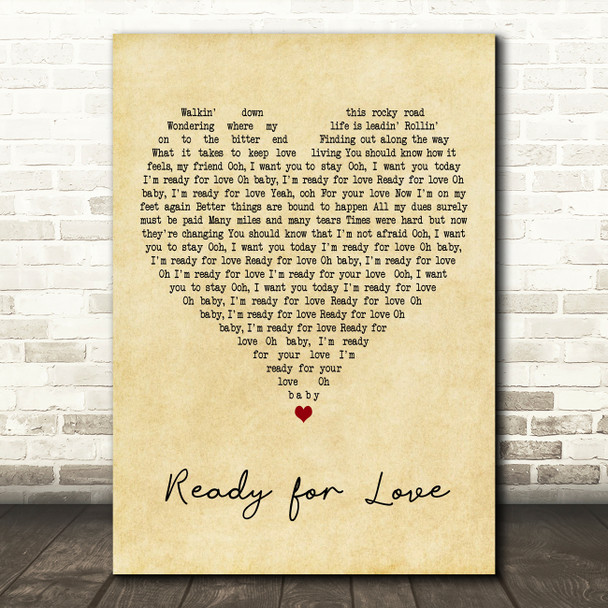 Bad Company Ready for Love Vintage Heart Decorative Wall Art Gift Song Lyric Print