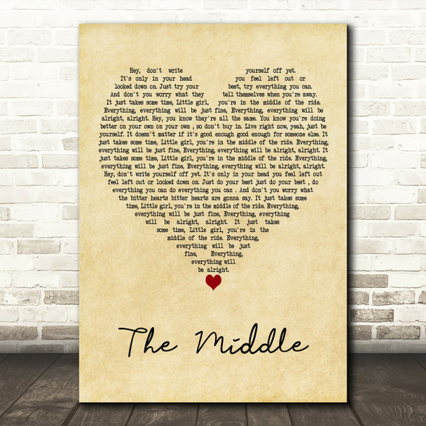 Jimmy Eat World The Middle Vintage Heart Decorative Wall Art Gift Song Lyric Print