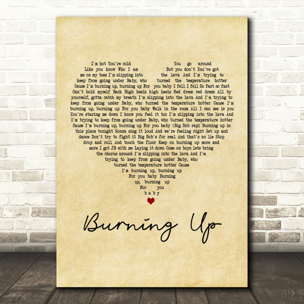 Jonas Brothers Burning Up Vintage Heart Decorative Wall Art Gift Song Lyric Print