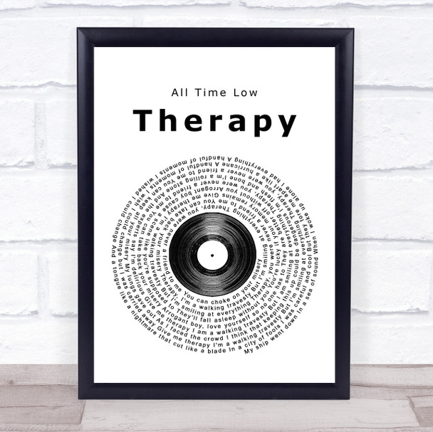 All Time Low Therapy Vinyl Record Song Lyric Quote Print
