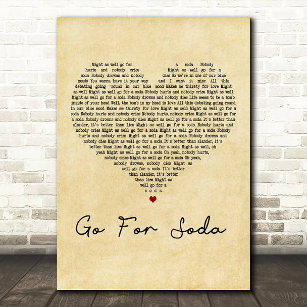 Kim Mitchell Go For Soda Vintage Heart Decorative Wall Art Gift Song Lyric Print