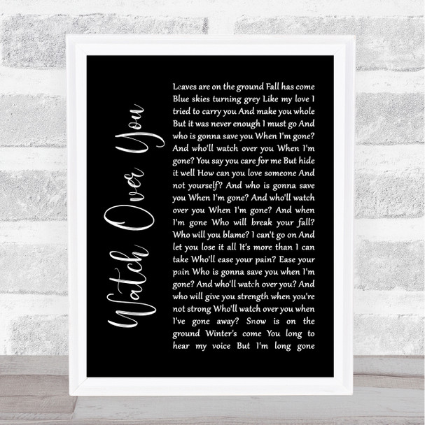 Alter Bridge Watch Over You Black Script Song Lyric Quote Print