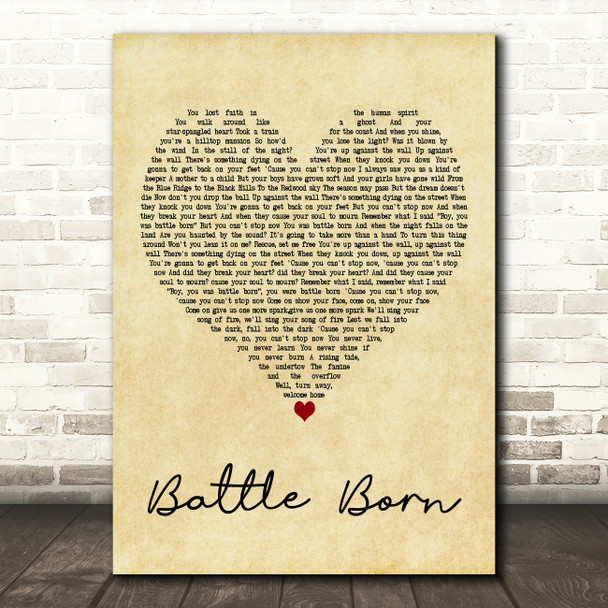 The Killers Battle Born Vintage Heart Decorative Wall Art Gift Song Lyric Print