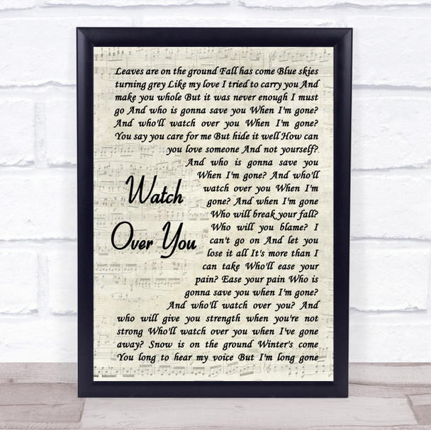 Alter Bridge Watch Over You Vintage Script Song Lyric Quote Print