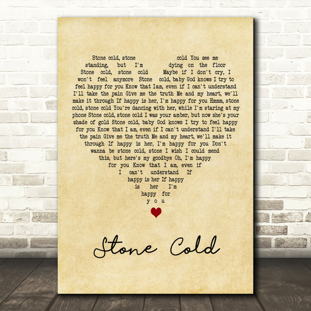 Demi Lovato Stone Cold Vintage Heart Decorative Wall Art Gift Song Lyric Print