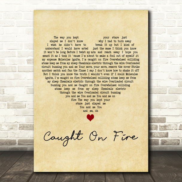 Holmes Caught On Fire Vintage Heart Decorative Wall Art Gift Song Lyric Print