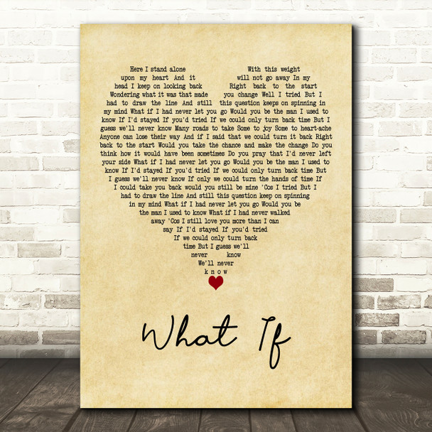 Kate Winslet What If Vintage Heart Decorative Wall Art Gift Song Lyric Print