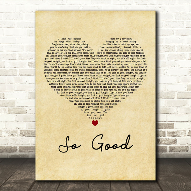 Say Anything So Good Vintage Heart Decorative Wall Art Gift Song Lyric Print