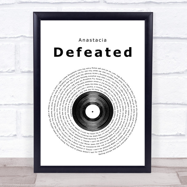Anastacia Defeated Vinyl Record Song Lyric Quote Print