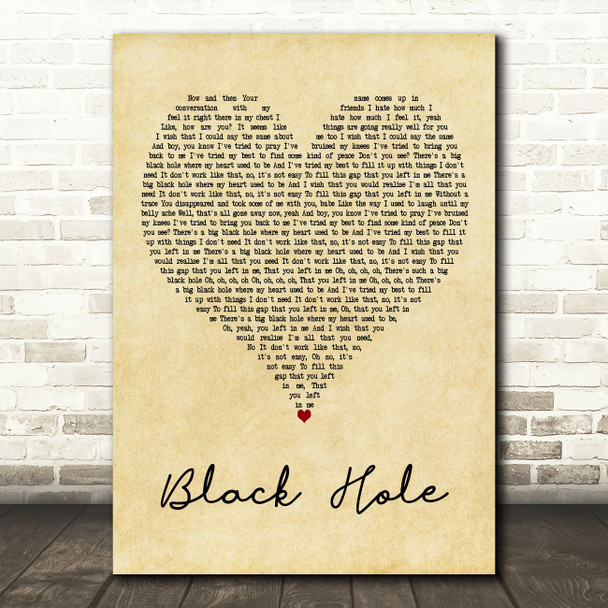 Griff Black Hole Vintage Heart Decorative Wall Art Gift Song Lyric Print