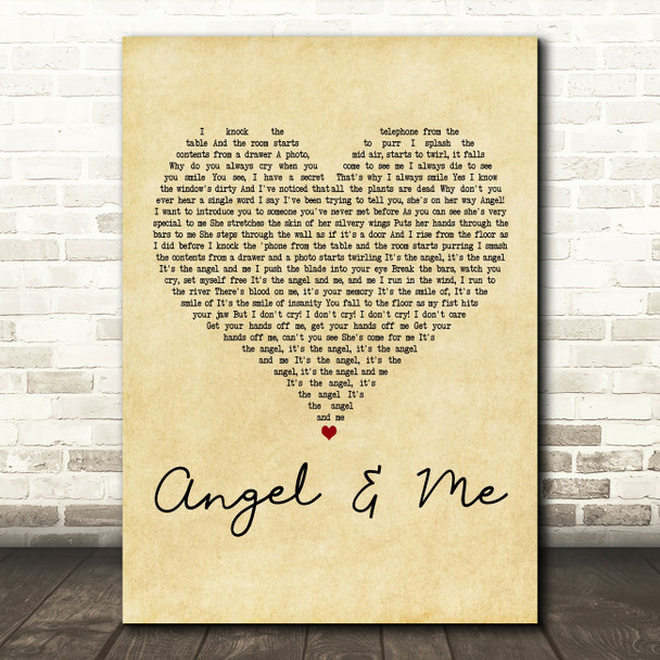 Toyah Angel & Me Vintage Heart Decorative Wall Art Gift Song Lyric Print