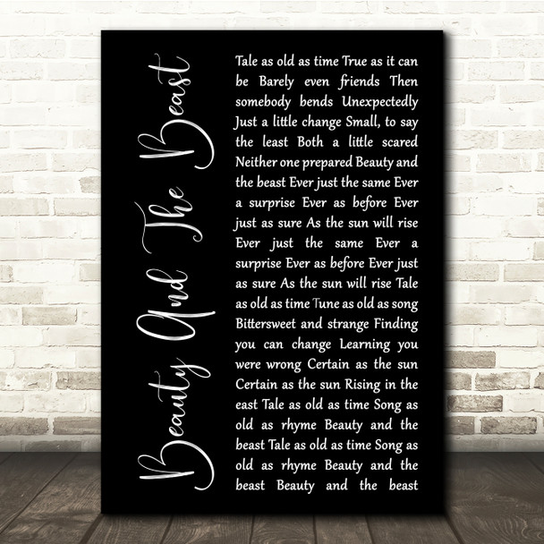 Angela Lansbury Beauty And The Beast Black Script Song Lyric Quote Print