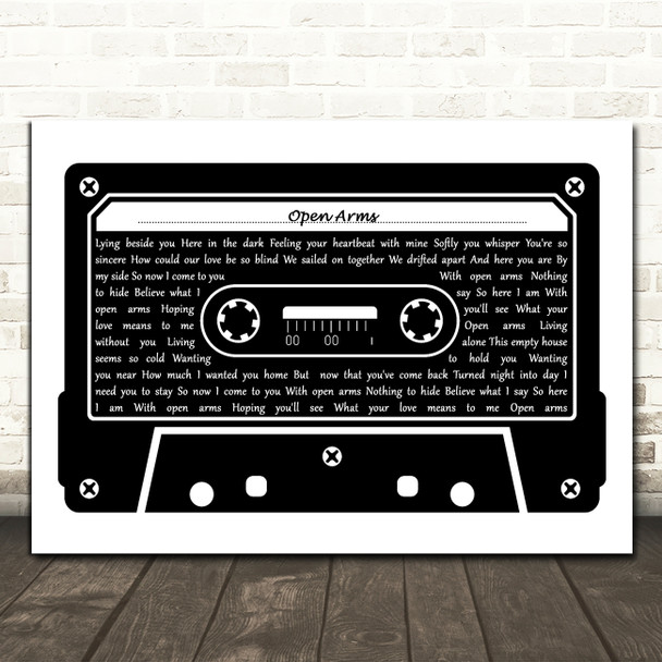 Journey Open Arms Black & White Music Cassette Tape Decorative Gift Song Lyric Print