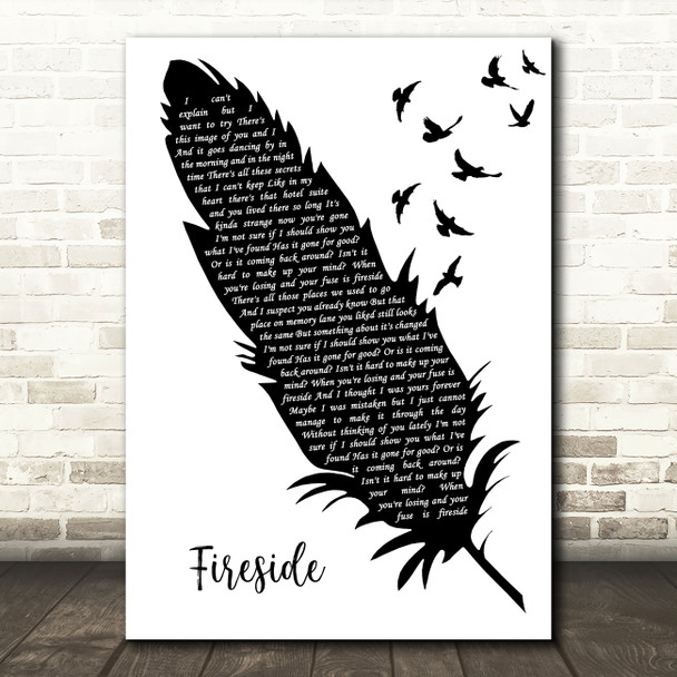 Arctic Monkeys Fireside Black & White Feather & Birds Decorative Wall Art Gift Song Lyric Print