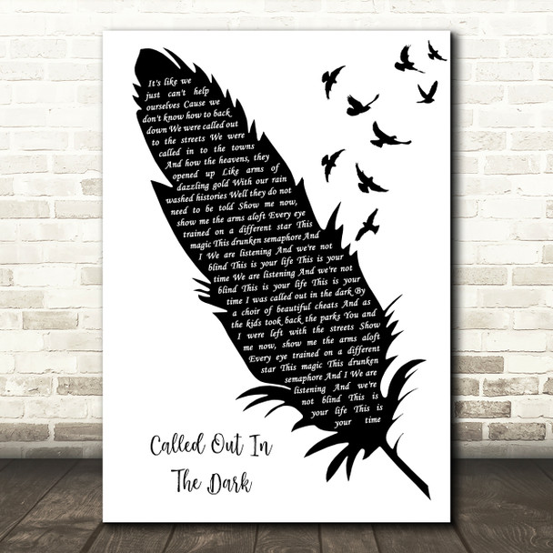 Snow Patrol Called Out In The Dark Black & White Feather & Birds Wall Art Gift Song Lyric Print