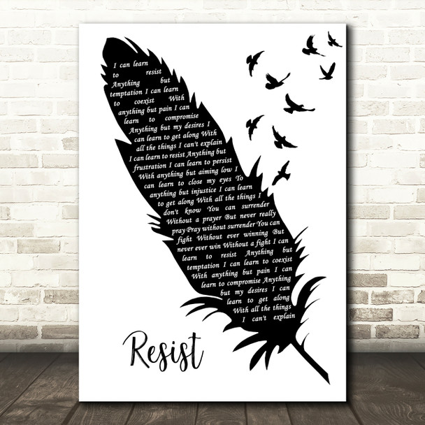 Rush Resist Black & White Feather & Birds Decorative Wall Art Gift Song Lyric Print