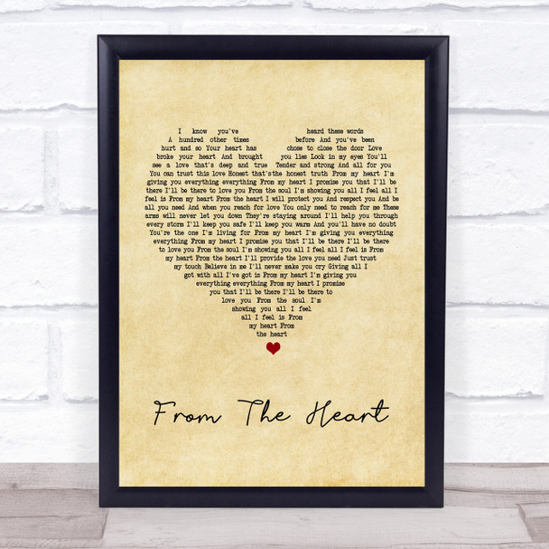 Another Level From The Heart Vintage Heart Song Lyric Quote Print