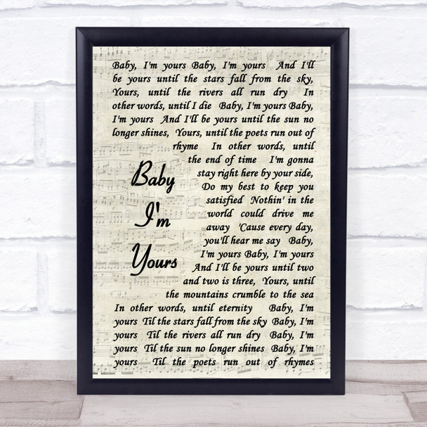 Arctic Monkeys Baby I'm Yours Vintage Script Song Lyric Quote Print