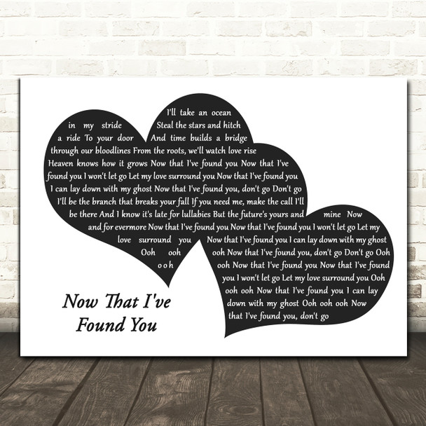 Liam Gallagher Now That I've Found You Landscape Black & White Two Hearts Song Lyric Print