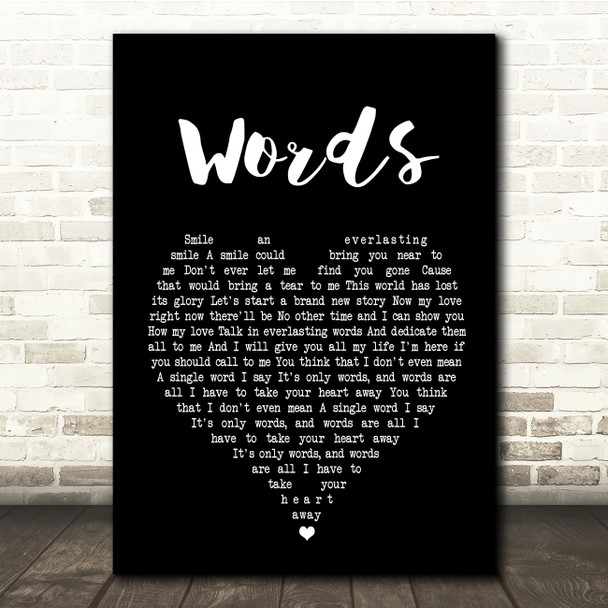 Bee Gees Words Black Heart Song Lyric Quote Print