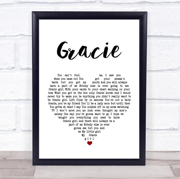 Ben Folds Gracie White Heart Song Lyric Quote Print