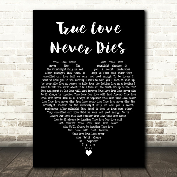 Flip & Fill feat. Kelly Llorenna True Love Never Dies Black Heart Wall Art Gift Song Lyric Print