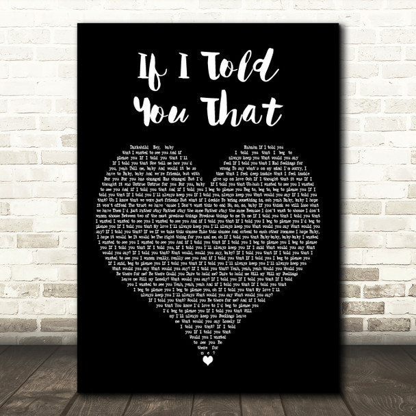 Whitney Houston Ft. George Michael If I Told You That Black Heart Wall Art Gift Song Lyric Print