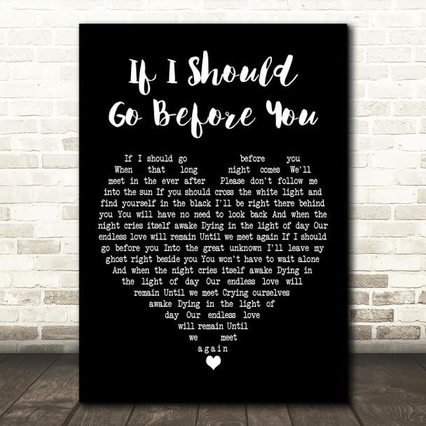 City And Colour If I Should Go Before You Black Heart Decorative Wall Art Gift Song Lyric Print
