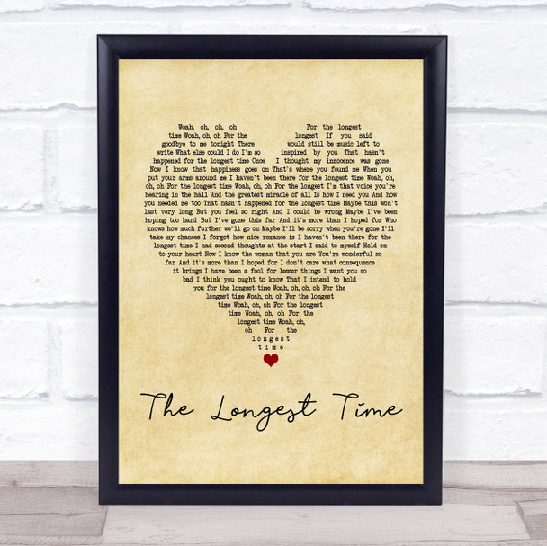 Billy Joel The Longest Time Vintage Heart Song Lyric Quote Print